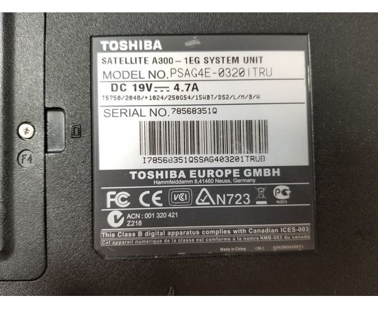  Ноутбук Toshiba Satellite A300-1EG 15&quot; AMD 4GB RAM 400GB HDD, image 6 