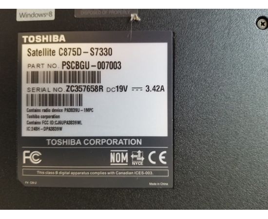  Ноутбук Toshiba Satellite С875D-S7330 17&quot; HD+ 4GB RAM 320GB HDD, фото 9 