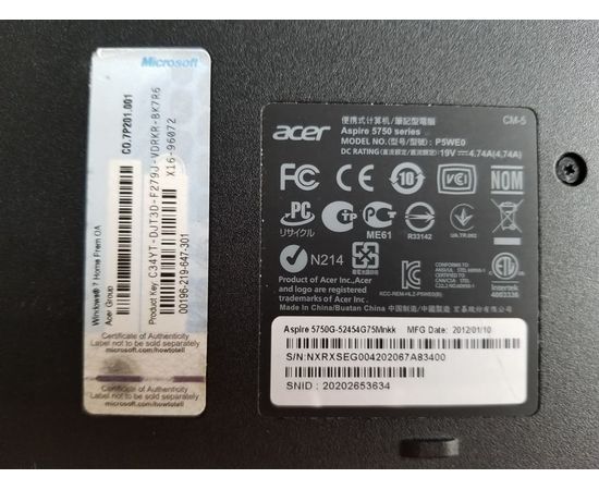  Ноутбук Acer Aspire 5750G-52454G75Mnkk 15&quot; i5 NVIDIA 8GB RAM 500GB HDD, фото 8 
